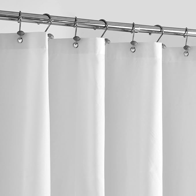 ALYVIA SPRING Long Fabric Shower Curtain Liner Waterproof - 72" x 76", Soft & Lightweight Long Shower Curtain with Magnets, Machine Washable - 72x76, White