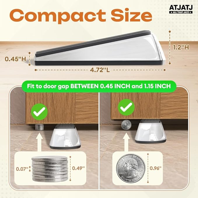 2 Packs Door Stoppers for Bottom, Rubber Wedge, Heavy Duty Doorstop for Inside, Rubber, Floor, Wedge Garage Classroom Stopper for Carpet, Door Holder
