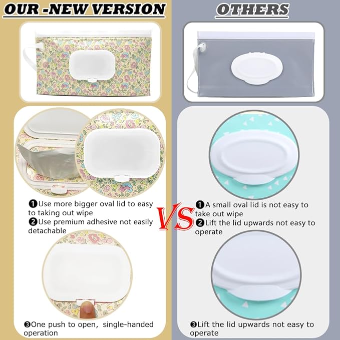 4 Packs Baby Wipes Dispenser,Portable Refillable Wipe Holder with Hanging Loop, Wet Wipes Container,Reusable Travel Baby Wipes Pouch for Indoor & Outdoor Using