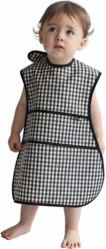 Plie Full Coverage Waterproof Feeding Bib for Toddlers – Extra Long Apron Bib for Mealtime, Self-Feeding, High Chairn