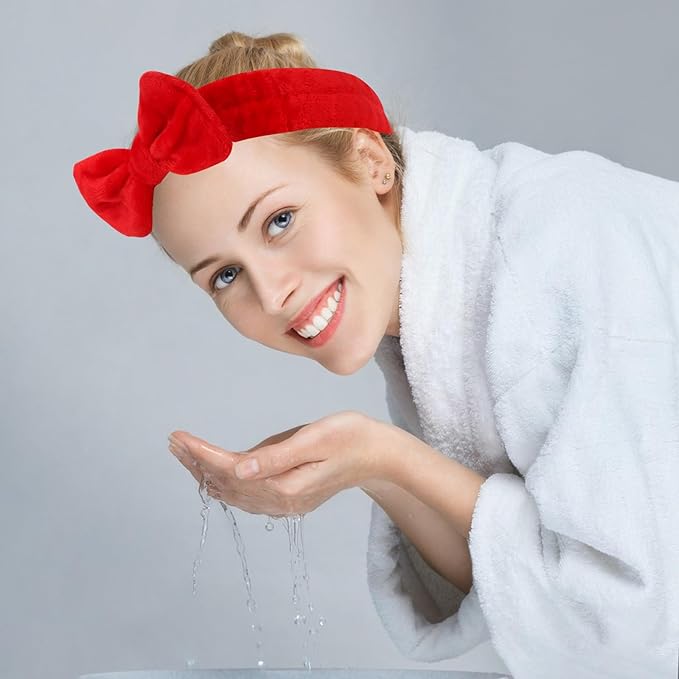 10 Pack Red Skincare Headbands Set for Women Girls Spa Headband for Washing Face Bulk Valentine’s Day Party Favor & Gift Set Red Color