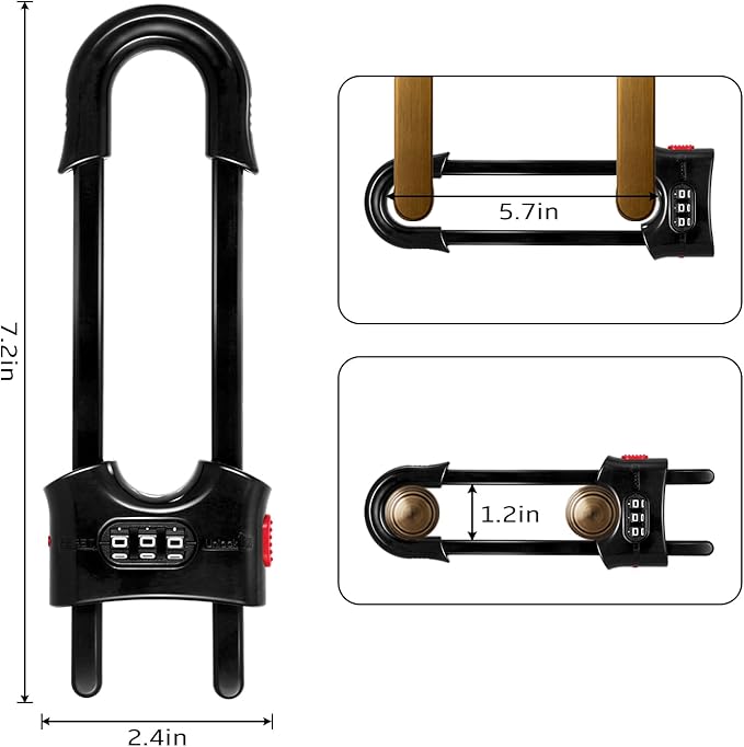 4 Pack Cabinet Locks with Combination U Shaped Sliding Cabinet Door Lock Child Proof Cupboard Locks Baby Proof Adjustable Safety Lock for Closet Code Latches Knob Handle Drawers - Black