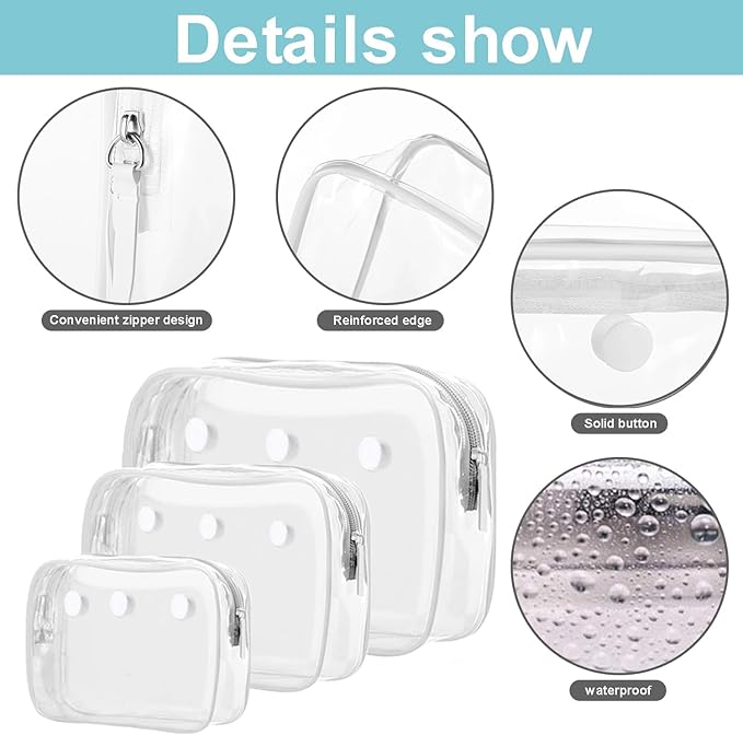 3 Packs Clear Bogg Beach Tote Bag with 2 Pack Insert Hooks Accessories for Bogg Bags Travel Makeup Clean Toiletry Brush Organizer Cosmetic Divider Storage Inner Pouch