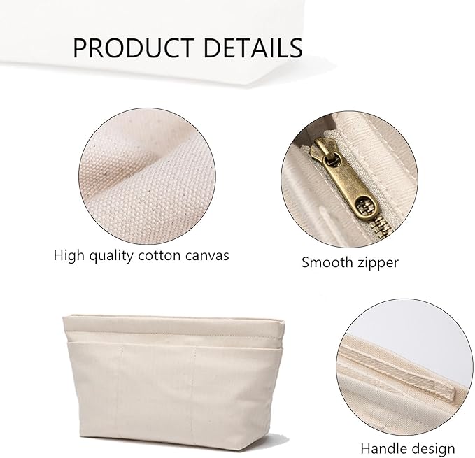 YONBEN Tote Purse Insert Handbag Organizer Shaper Handbag Liner Bag in Bag Divider Organizer Insert (S-With Zipper)