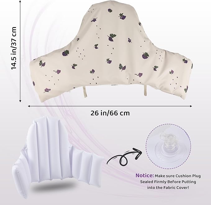 High Chair Cushion with Cover Pad for IKEA Antilop Babies Toddlers Inflatable & Reversible Built-in Inflatable Cushion