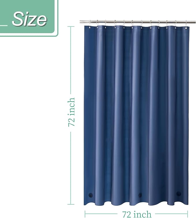 Mrs Awesome Navy Shower Curtain Liner with 3 Magnets, 72x72 Premium Flexible Sturdy Plastic Shower Curtain for Bathroom Lightweight & Waterproof, Navy Blue