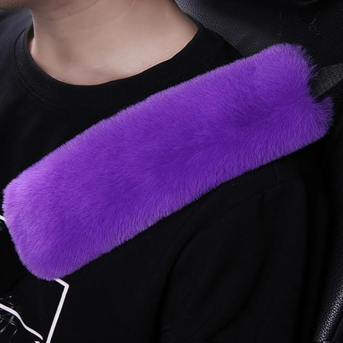 2-Pack Soft Plush Seatbelt Covers for Kids - Comfortable Seat Belt Cushion for Newborns - Car Seat/Stroller Strap Accessories - Enhanced Driving Comfort & Protection (Purple)