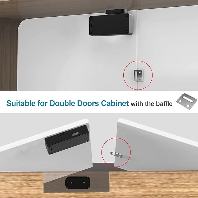 Drawer Lock eLinkSmart Hidden Cabinet Lock with NFC RFID Card Bluetooth APP Child Safety No Drilling Required for Kitchen Pantry Furniture Cupboard Door Black