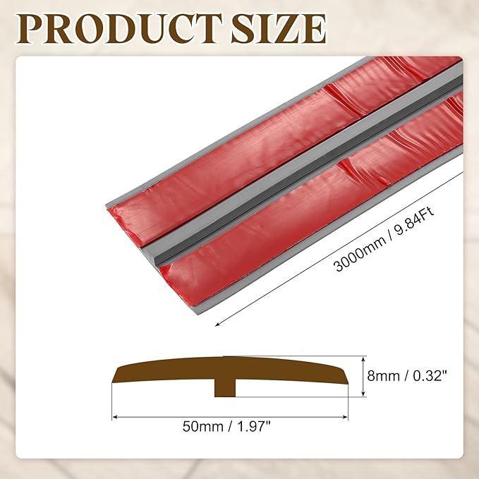 uxcell T-Molding Transition Strips, 9.84 ft x 1.97" (L x W) PVC Floor Flat Divider Strip Self Adhesive Vinyl Flooring Edging Trim for Joining Floor Gaps Doorways, Gray