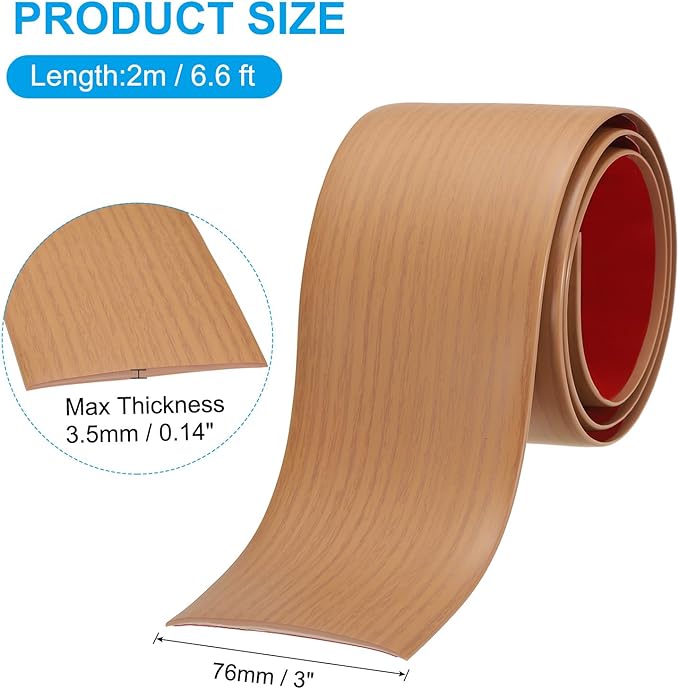 PATIKIL Self Adhesive Floor Transition Strip 3 in x 6.6 Ft, Vinyl Laminate Floor Flat Divider for Joining Floor Gaps Doorways Carpet Cover Floor Tiles Yellow Oak