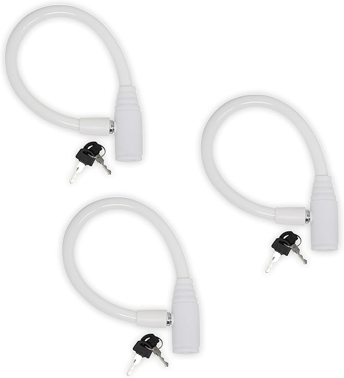 Urban August Child-Proof Refrigerator Lock for Kids & Adults - Lock for French Door Fridge and Cabinet (Small, White - 3 Pack Keyed Alike)