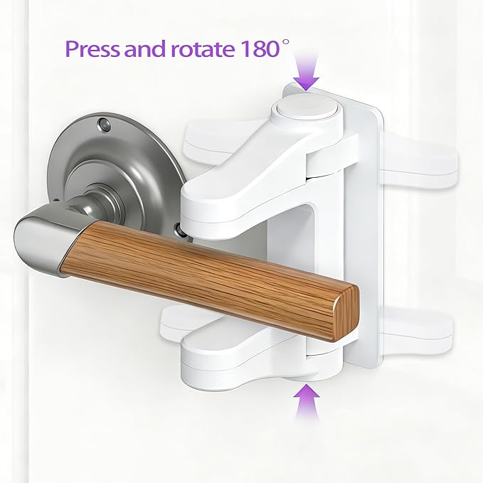child safety door lever locks (6-pack) – specially designed for door handles to prevent infants and toddlers from accidentally opening doors.