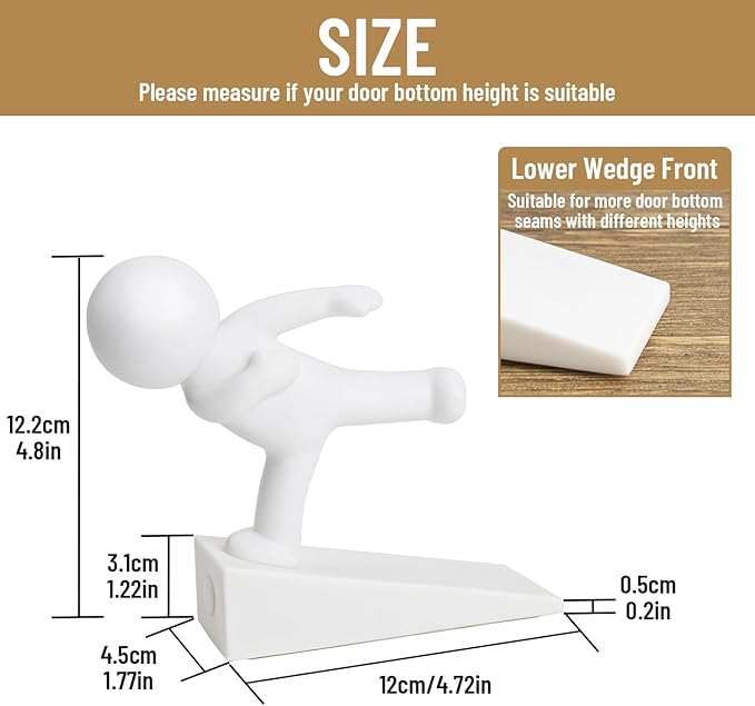Cute Door Stop, Decorative and Sturdy, Decorative Door Stop, Lower Front Wedge Suitable for More Doors, White(Patented)