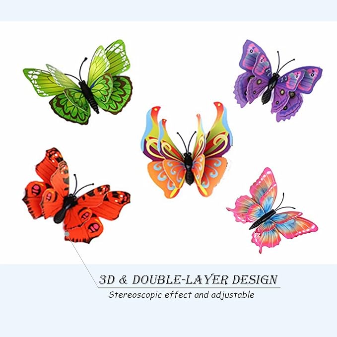 OPSEAM Butterfly Wall Decor 24/48 PCS, 3D Butterflies Stickers for Party Decorations with Magnets(Colorful, 24)