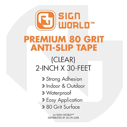 Best Anti-Slip Grip Tape, Clear, 2" x 30 FT, 80 Grit, Industrial Grade, Indoor, Outdoor, Weatherproof (2-Inch x 30 Feet Roll)