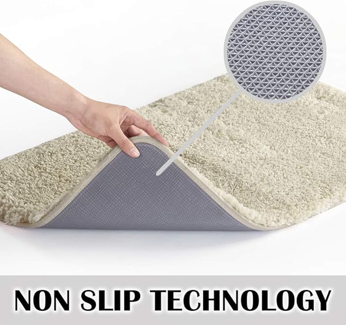 Suchtale Large Bathroom Rug Extra Soft and Absorbent Shaggy Bathroom Mat (24 x 40, Light Tan) Machine Washable Microfiber Bath Mat for Bathroom, Non Slip Bath Mat, Bathroom Floor Mats Rubber Back