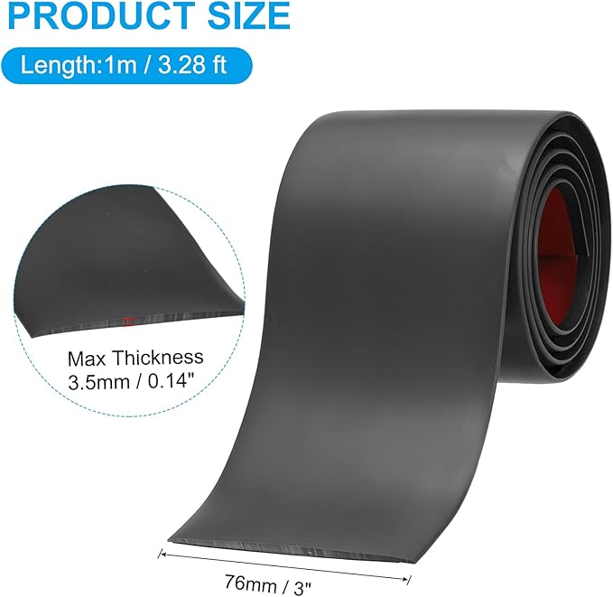 PATIKIL Self Adhesive Floor Transition Strip 3 in x 3 Ft, Vinyl Laminate Floor Flat Divider for Joining Floor Gaps Doorways Carpet Cover Floor Tiles Black