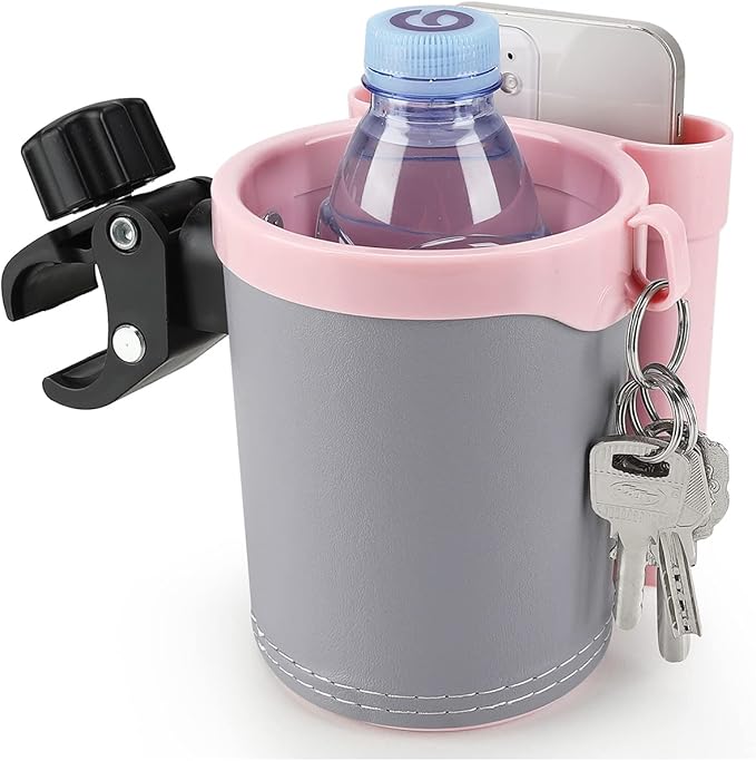 Accmor Stroller Cup Holder with Phone Keys Holder, 3-in-1 Universal Cup Holder, Drinks Bottle Holder for Stroller, Bike, Wheelchair, Walker, Scooter