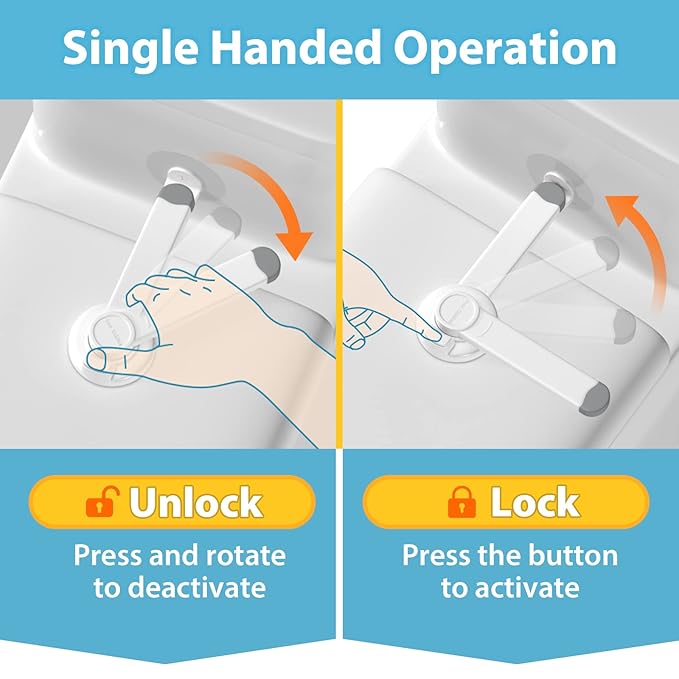 4our Kiddies Toilet Locks Baby Proof, Baby Proofing Toilet Seat Lock with Extra Pallet Fit for Most Standard Toilet, Easy Intallation Toilet Lid Lock for Child Safety with 1 Extra 3M Adhesive((1 Pack)