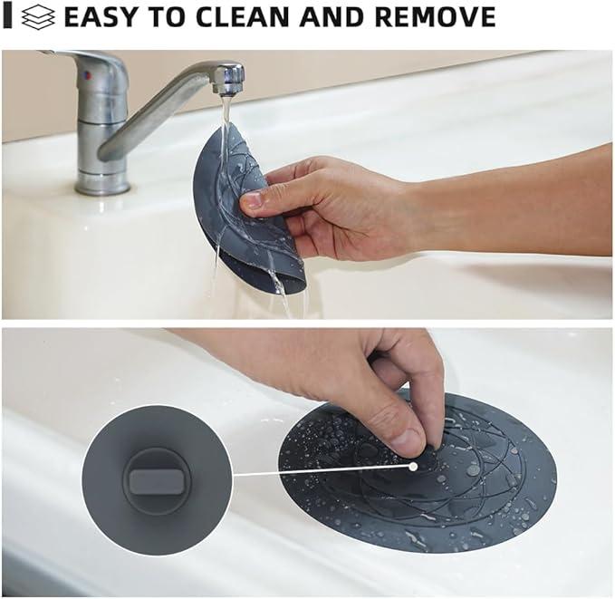 Tub Stopper 2PCS,Bathtub Drain Stopper,6 inches Bathtub Tub Drain Cover Stopper,Silicone Drain Plug,Kitchen Bathroom Hair Water Shower Stopper,Large Bathroom Laundry Accessories (Grey/White)