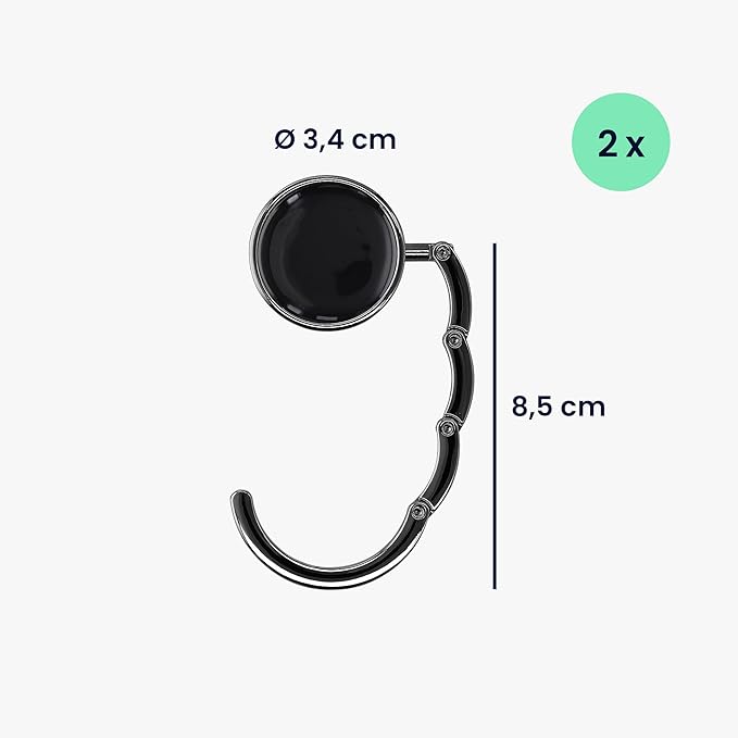 kwmobile Purse Hanger for Table (Set of 2) - Purse Hook for Table - Folding Handbag Hanger - Portable Bag Holder