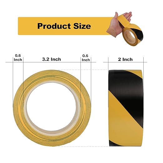 Hazard Warning Safety Stripe Tape Caution Tape Roll Waterproof Anti Slip Non-Abrasive Self-Adhesive Floor Marking Tape (2”x 36 Yards, Yellow-Black, 4)