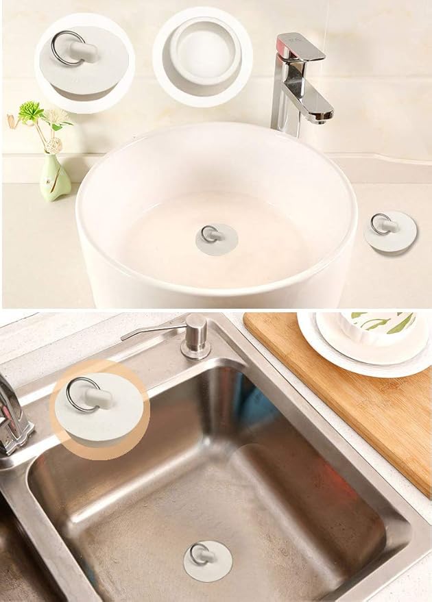 CICITOYWO Bath Tub Drain Stoppers, 4 Pieces Sink Bathtub Plug Rubber Kitchen Bathroom Laundry Bar Water Stopper Seal with Hanging Ring for Shower Faucet Cover Pool Plugs and Caps