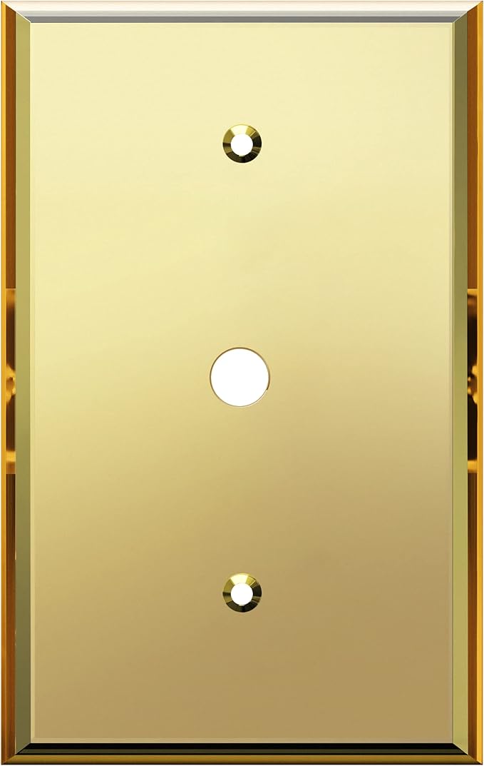 LIDER Reflective Acrylic 0.406" Diameter Hole Phone Cable Wall Plate, Mirrored Cable Plate, Acrylic Glass, Oversized 1-Gang 5.25" x 3.44", LWP-41O-AGD, Gold