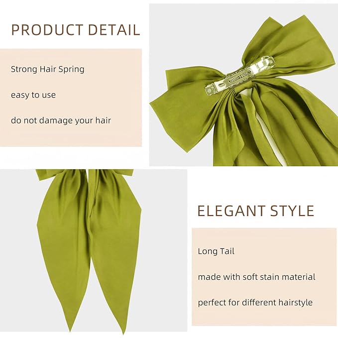 Hair Bows for Women Hair Ribbon Bow Hair Clips with Long Tails Vintage Hair Accessories for Women