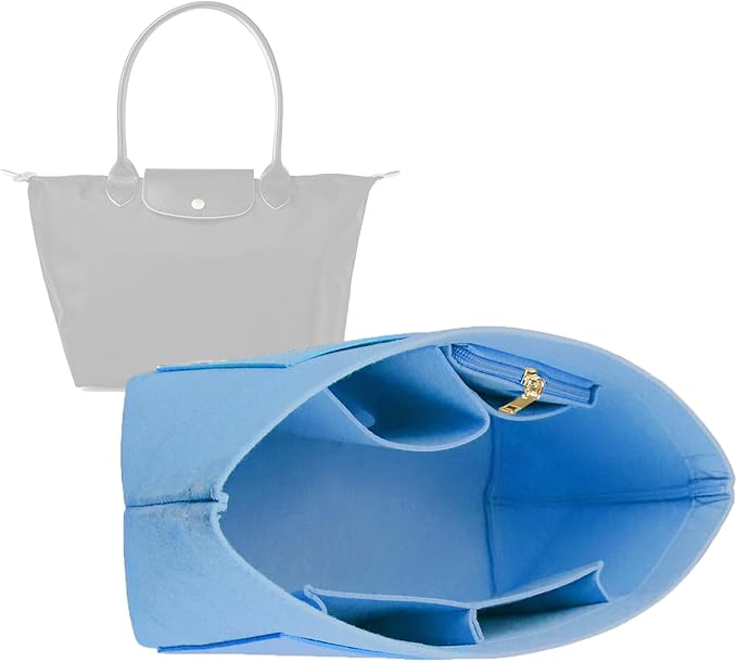 Lckaey Purse Organizer Insert for longchamp le pliage large Handbags Insert Organizer 1012French blue-L