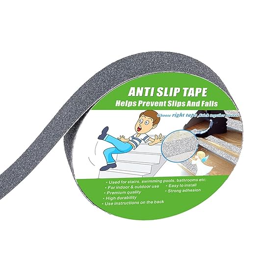Anti Slip Tape, High Traction,Strong Grip Abrasive, Not Easy Leaving Adhesive Residue, Indoor & Outdoor (1" Width x 190" Long, Gray)