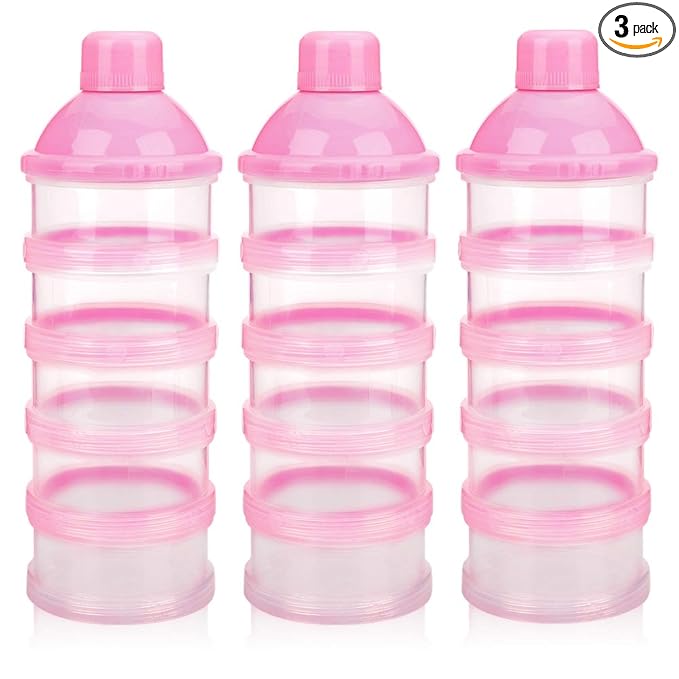 Accmor Formula Dispenser On The Go, 5 Compartments Stackable Formula Container for Travel, Baby Milk Powder Kids Snack Container, BPA Free