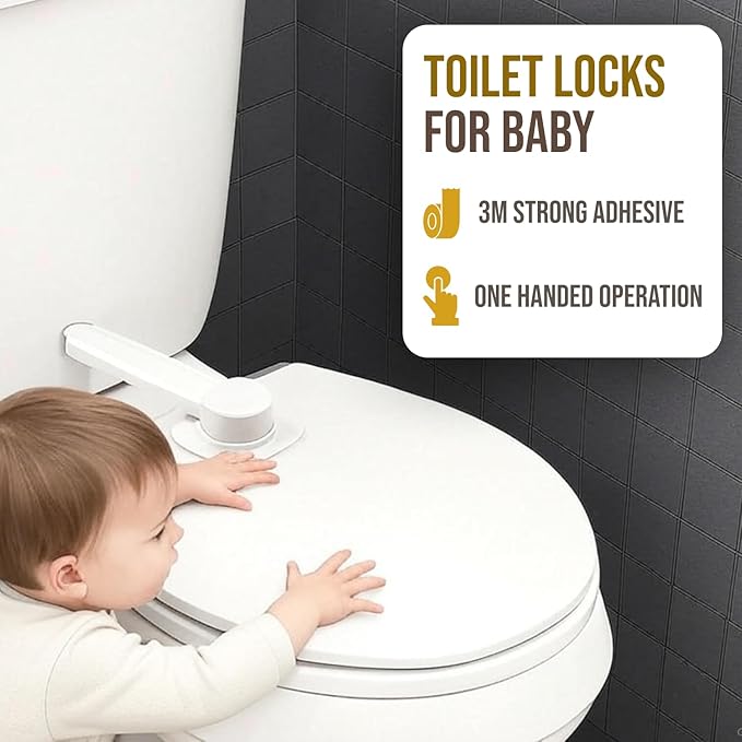 NANZO Toilet Locks Baby Proof (2 Pack) - Easy to Install, Use and Effective Toilet Baby Proofing
