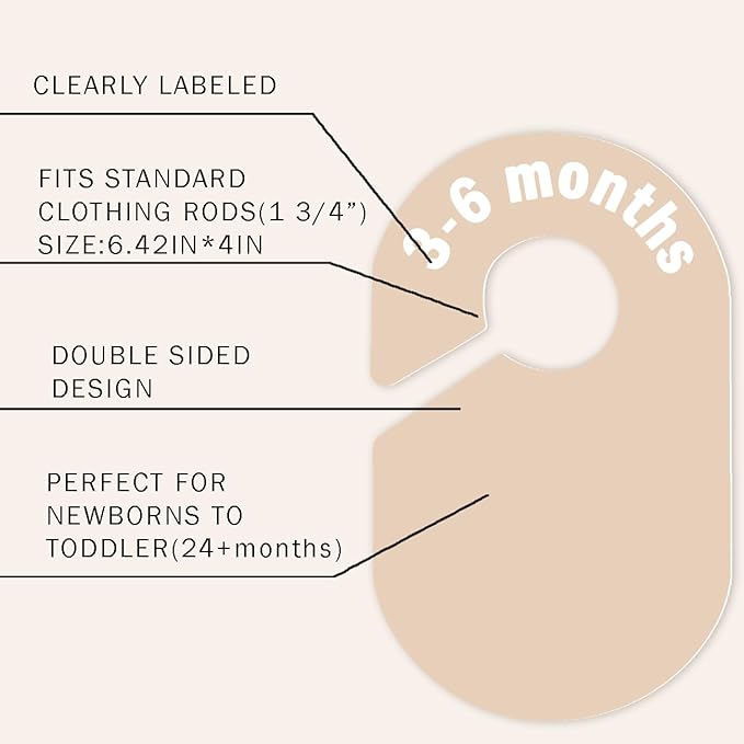 cephira baby closet dividers-double sided clothes organizer for newborn to 24 months size closthes neutral closet organizer for baby girl boy， baby clothes dividers for closet for nursery room decor