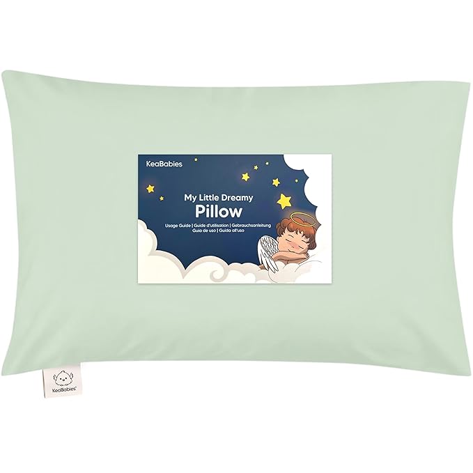 Toddler Pillow with Pillowcase - 13x18 My Little Dreamy Kids Travel Bed Pillows for Sleeping, Organic Cotton Small Pillowcase, Soft & Breathable, Machine Washable, Toddlers 2-5 years old (Sage)