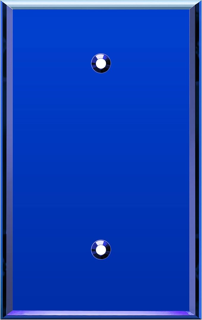 LIDER Reflective Acrylic Blank Device Wall Plate, Mirrored Cover Plate, Plexiglass Wall Plate, Acrylic Glass, Oversized 1-Gang 5.25" x 3.44", LWP-01O-ABL, Blue