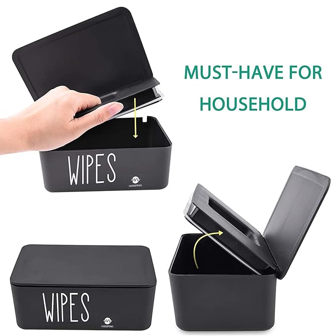 Moorfowl Baby Wipe Dispenser for Bathroom, Upgarde Design(8.2L x 4.9W x 3.9H inches), Minimalist Wipes Holder Container Flushable (Grey-New)
