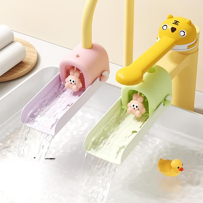 OLEWELL Faucet Extender Temperature Sensitive for Toddlers Silicone Sink Extender for Toddlers Faucet Extender for Babies Kids Children (Green)