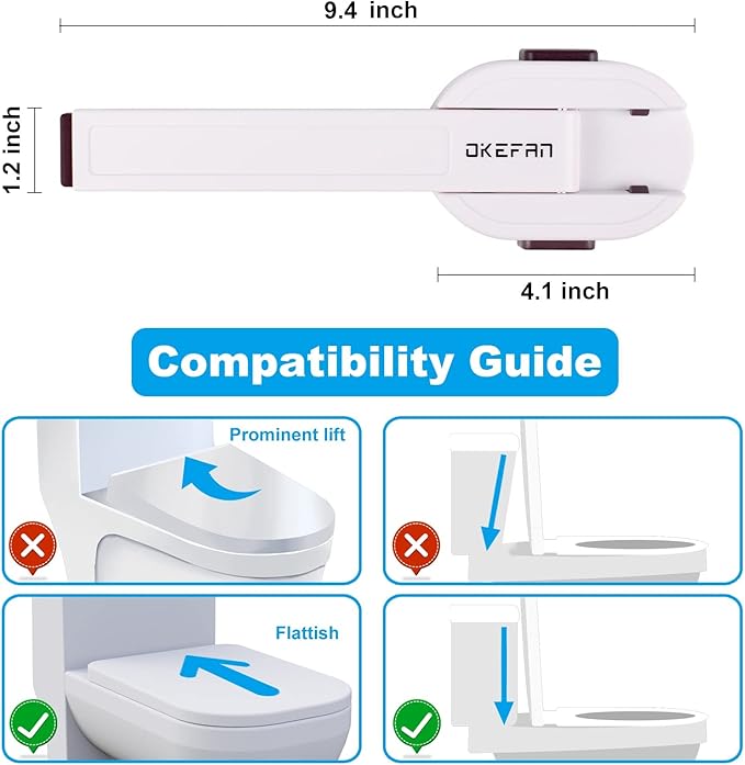 Toilet Locks Baby Proof - OKEFAN Toilet Seat Lock Child Safety for Toddlers Adhesive Kids Proofing Toilet Lid Lock Easy to Install No Drill Needed (1)