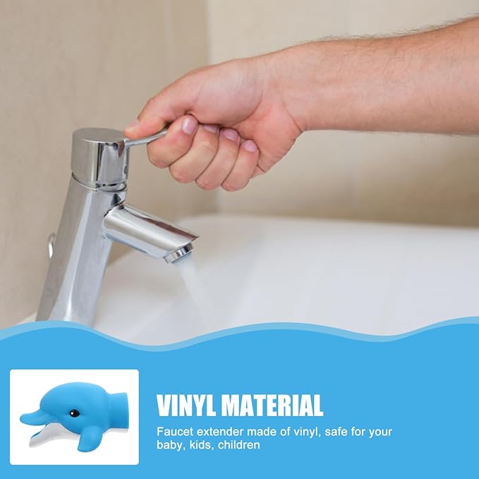 Ipetboom Kids Faucet Extender Cartoon Sink Spout Guide Baby Hand Washing Tool Portable Vinyl Design 4.13X3.34X2.55 Inches Safe Toddler Bath Accessory