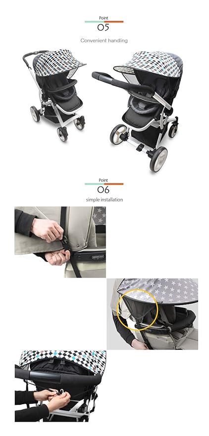 Manito Sun Shade for Strollers and Car Seats - Scandi (Diamond Blue) UPF 50+