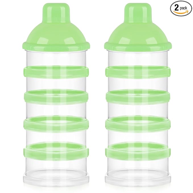 Accmor Formula Dispenser On The Go, 5 Compartments Stackable Formula Container for Travel, Baby Milk Powder Kids Snack Container, BPA Free