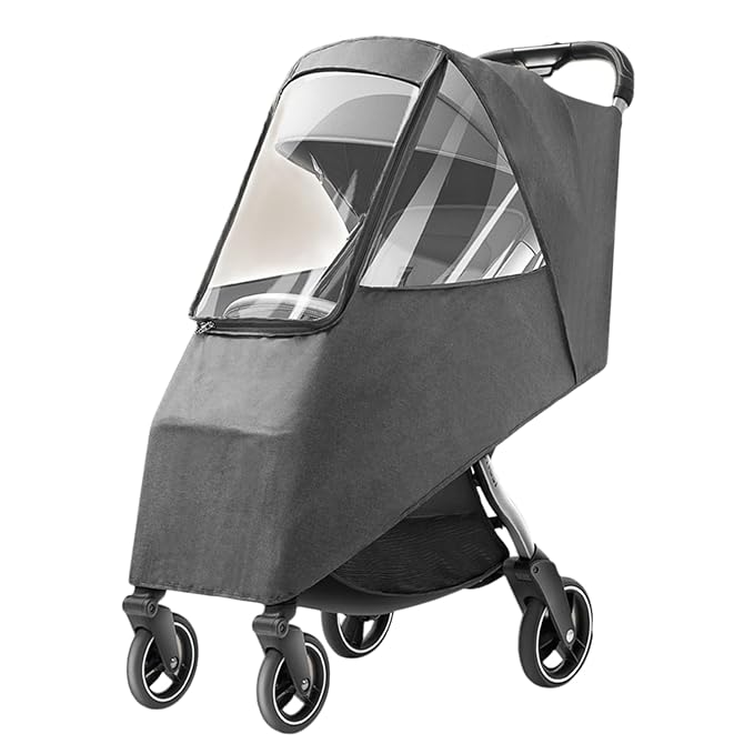 Universal Stroller Rain Cover Windproof Clear Ventilated Design Durable PP Material Fits Most Strollers