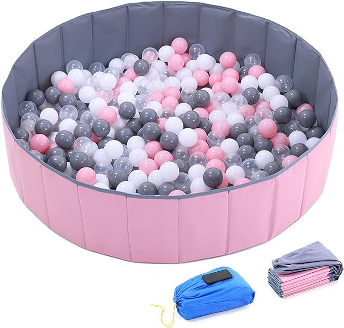 4 Feet Ball Pit for Kids/Baby Play Yard/Playpen/Fence, Folding Portable, No Need to Inflate, More Than 12 Sq.ft Play Space, Two Colors