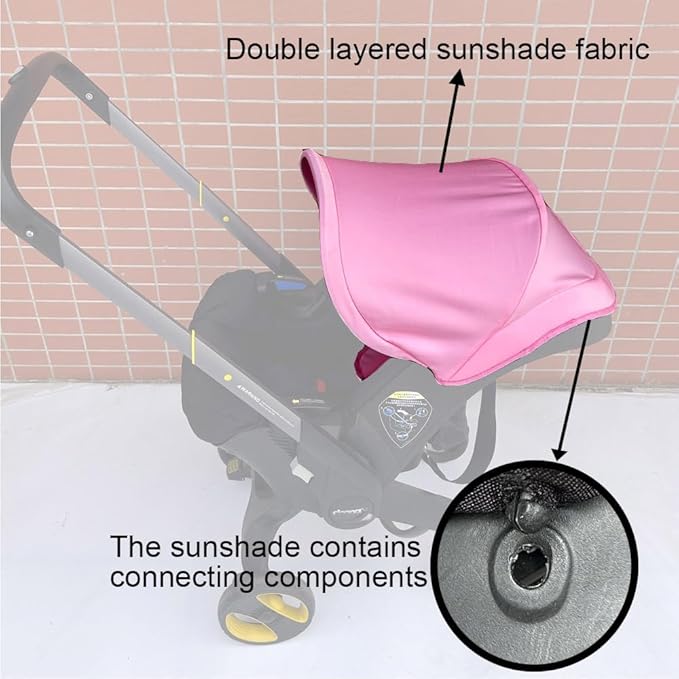 Stroller Replacement Accessories Canopy, Baby Stroller Sun Shade Compatible with Doona Car Seat & Strollers (Pink)