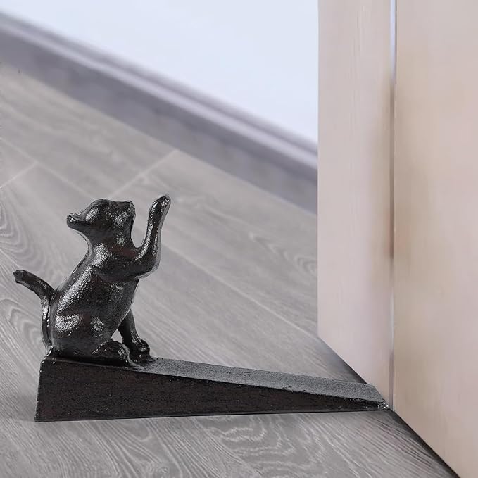 Notakia Cat Door Stopper Heavy Duty Rustic Cast Iron Cute Door Stopper Decorative Door Stop Vintage Metal Door Wedges for Home Office Commercial Industrial Use (Cat 1Pcs)