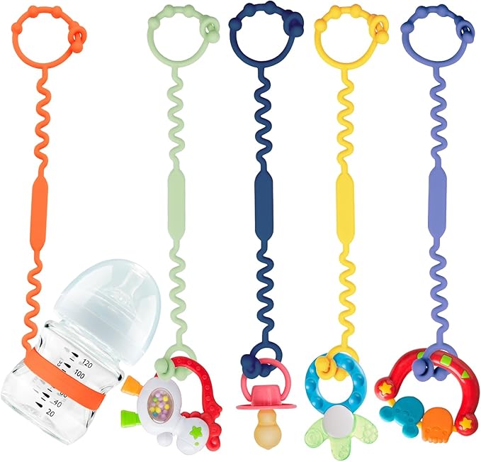 Toy Straps, Silicone Toy Straps for Stroller, Toy Safety Straps, Sippy Cup Straps, Adjustable Toy Holder for Stroller, High Chair - BPA Free (Orange)