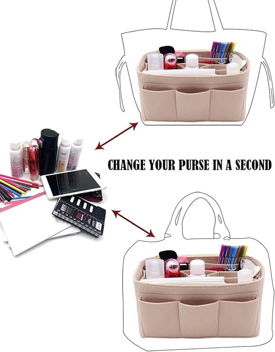 LEXSION Felt Purse Insert Bag Organizer Bag In Bag For Handbag Purse Organizer Fits Speedy Neverfull