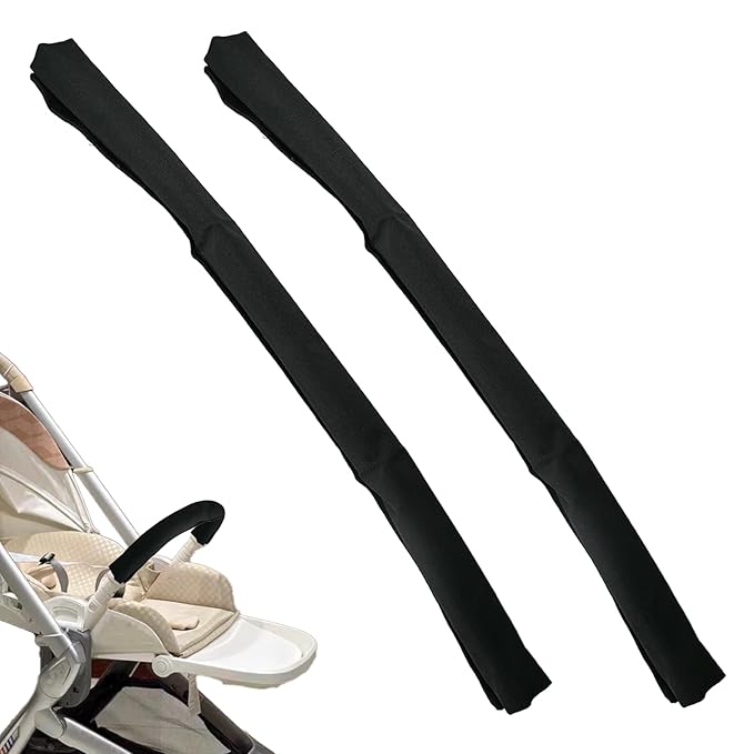 2PCS 26.4inches Armrest Handle Cover,Pushchair Handlebar Sleeve,Universal Protective Stroller Bumper Bar Covers Replacement Accessories Removable Toddler Pram Dust Proof Handle Gloves(Black)