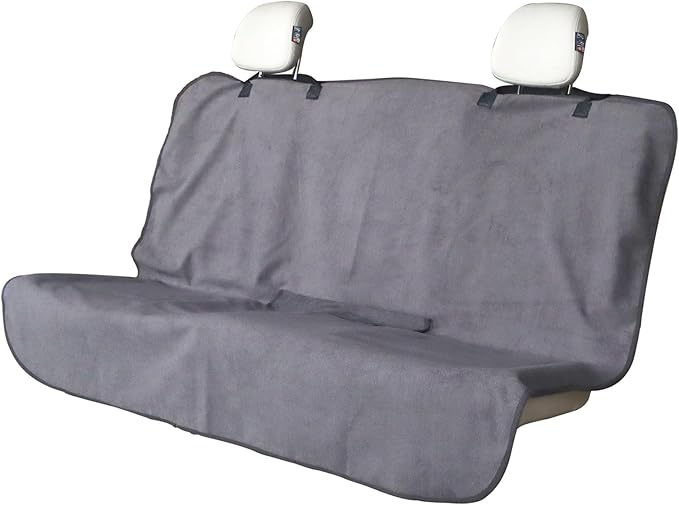 LoyaGour Back Seat Cover for Car Trucks Van SUV,Waterproof Rear Bench Towel Seat Covers for Dogs and Kids,Automotive Backseat Protector (Grey)